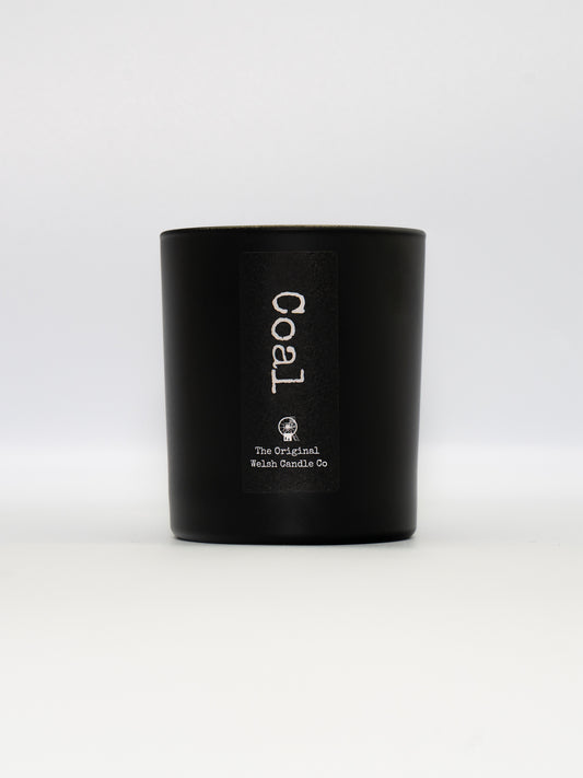 Coal scented soy candle in luxury black jar - the perfect Welsh gift