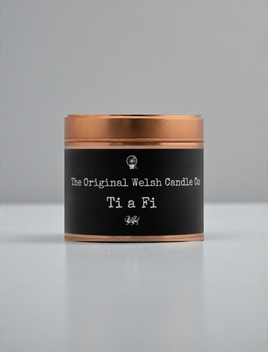 Ti a Fi scented soy candle attar oud fragrance copper tin