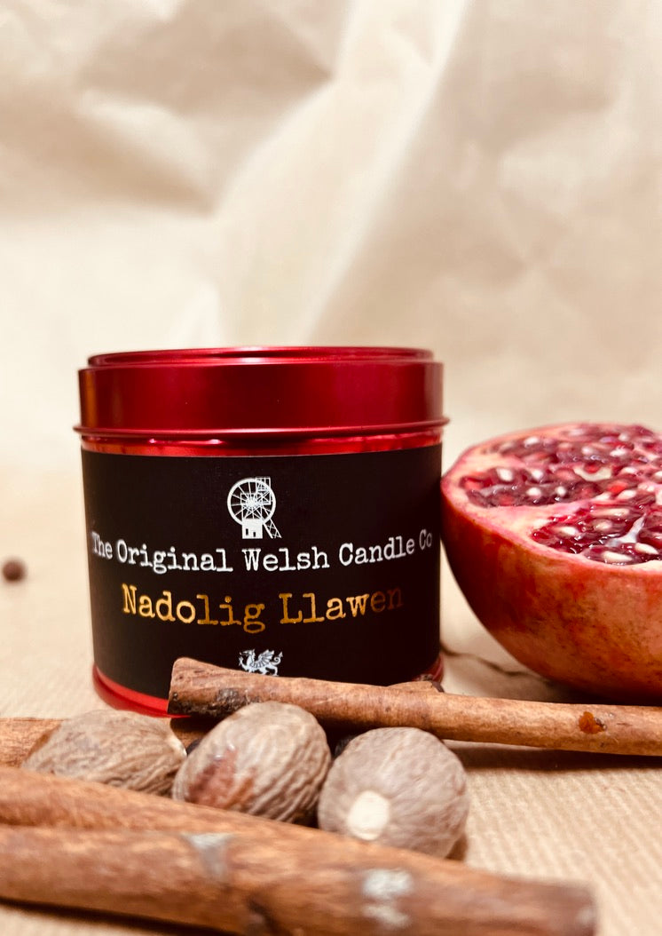 Nadolig Llawen Happy Christmas Merry Xmas scented soy candle TIN CANDLE