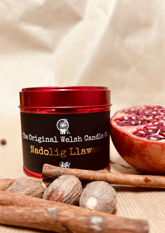 Nadolig Llawen Happy Christmas Merry Xmas scented soy candle TIN CANDLE