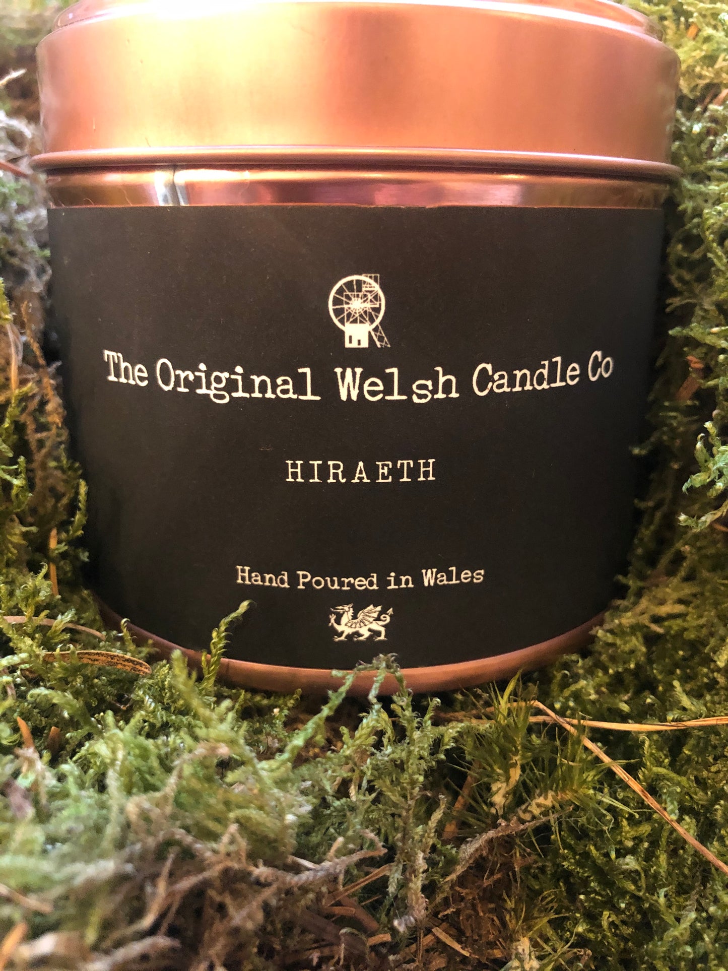 Hiraeth copper tin candle scented with Cedarwood and Patchouli
